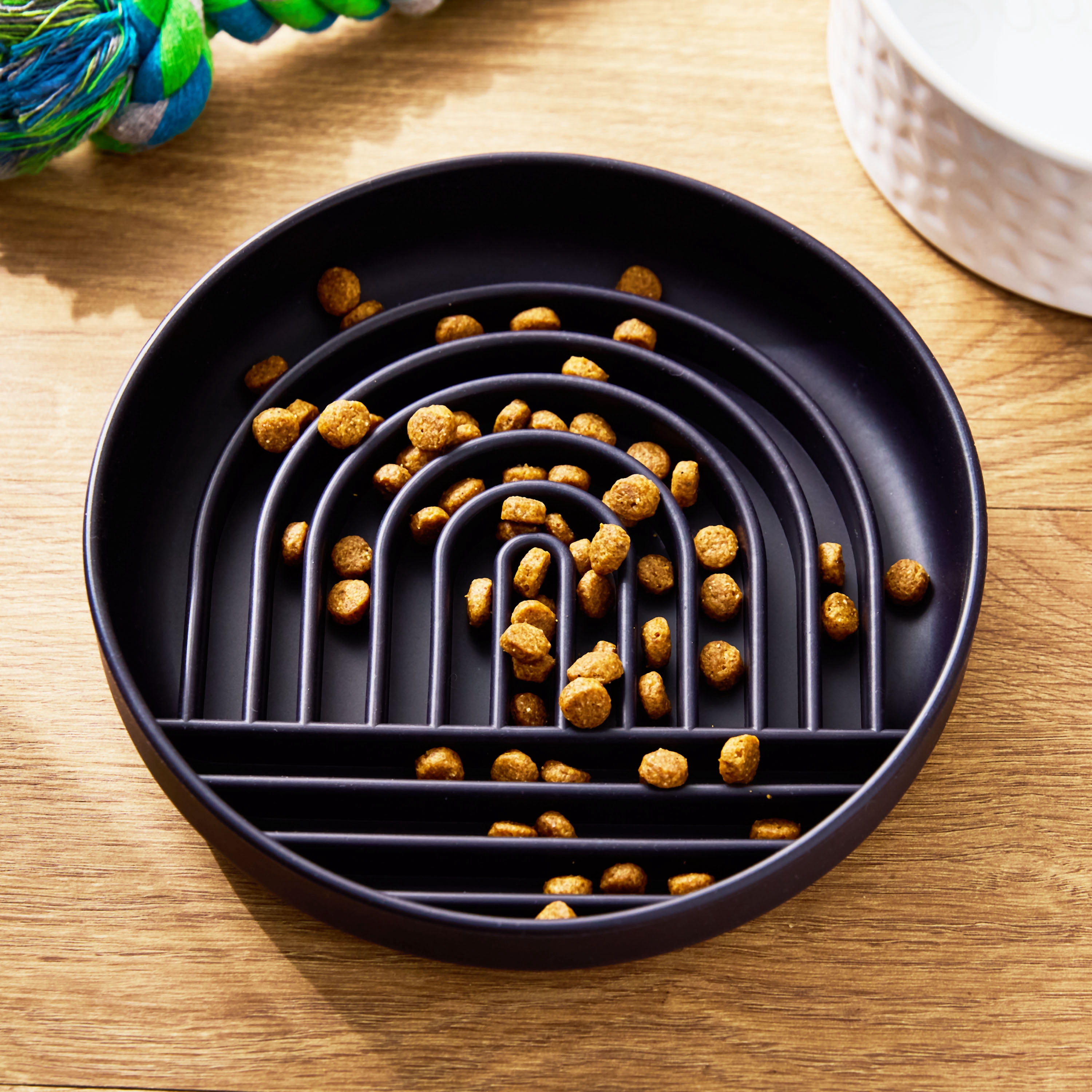 Vibrant Life Silicone Slow Feeder Bowl for Pets, Black Rainbow