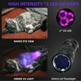 thumbnail image 4 of UV 365nm Light Blacklight High Power, 20W Ultraviolet Flashlight USB-C Rechargeable with Black Mirror, 3 LEDs Mini Woods Lamp for Dog/Cat Urine Detector, Anti-counterfeiting Identification, 4 of 4