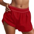 thumbnail image 1 of LOVZFMLL Womens Solid Color High Waisted Running Shorts With Pockets And Yoga Pants Red M, 1 of 5