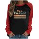 thumbnail image 2 of Pntutb Mujeres Primavera Patchwork Letra Impreso Manga Larga Cuello Redondo Casual Tee tops Pntutb Pntutb-5900, 2 of 6