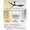 thumbnail image 4 of Ventilador de techo Phylluz 142 cm con luces, 3 aspas, negro, con control remoto, 4 of 9