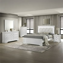 Blaze Modern Style Twin 4PC bedroom set made with Wood & LED Headboard in White