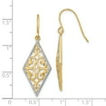 thumbnail image 3 of 14k Yellow Gold with Rhodium with  RH Diamond Shape Filigree Wire Dangle Earrings, 3 of 7