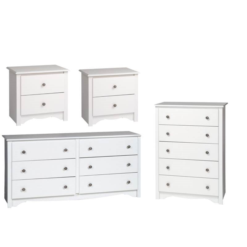 4 Piece Set With 2 Nightstands Dresser And Chest In White