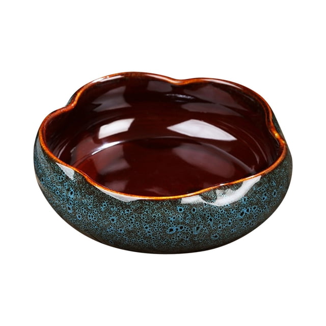 BINGLI Creative Bonsai Potted Flower Pot Ceramic Non-Porous Hydroponic Container Large Caliber Flow Glaze Daffodil Pot Bowl Lotus Water Lily Succulent Household Simple Ceramic Basin