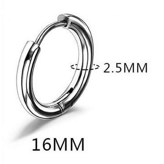 Pendientes con hebilla para la oreja con forma de anillo redondo de acero de titanio de 2,5 de espesor, con personalidad para hombres y mujeres