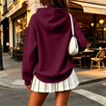 thumbnail image 4 of Stralyhd Full Zip Up Hoodies for Women Fall Winter Long Sleeve Jackets with Pockets Drawstring Comfort Sweatshirt Hooded Outfits Travel Sweatshirt Wine 3XL, 4 of 6