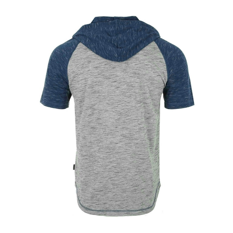 ZIMEGO Mens Short Sleeve Hoodie - Color Block Hooded Shirt