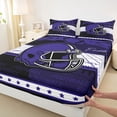 thumbnail image 3 of jejeloiu Rugby Game Gaming Full Size Sheets,Purple White Black Bed Sheets For Football Lover 4pcs, 3 of 7