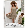 thumbnail image 6 of HUBERY Women Embroidered Floral Fringed Lace Up V Neck Sleeveless Bohemian Dress, 6 of 7