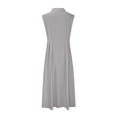 thumbnail image 6 of UVEASISHA Womens Sleeveless Maxi Dress Cotton Linen Collared Button Down Shirt Dresses Flowy Pleated Business Work Dresses Gray L, 6 of 7