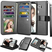 Njjex for LG V35 ThinQ Wallet Case, for LG V30 / LG V30 Plus/LG V35 Case, PU Leather [9 Card Slots] ID Credit Folio
