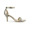thumbnail image 3 of BLISSFUL STEP Women's Solid Color Open Toe Rhines Ankle Strap Stiletto Sandals Gunmetal 10, 3 of 8