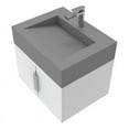 thumbnail image 3 of Nile 24" White Wood Floating Vanity with Gray Top and Brushed Nickel Trim, 3 of 10