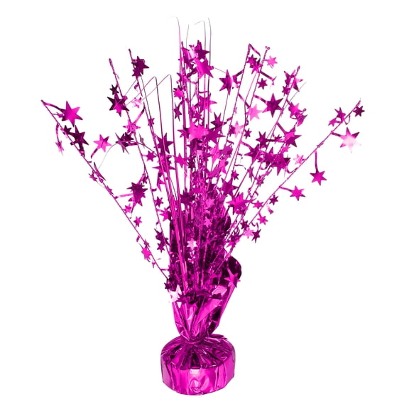 Metallic Foil Spray Centerpiece, 12.2" Star Table Decoration Spray Decoration for Christmas Wedding Birthday Party Graduation Celebration New Year, Rose Red