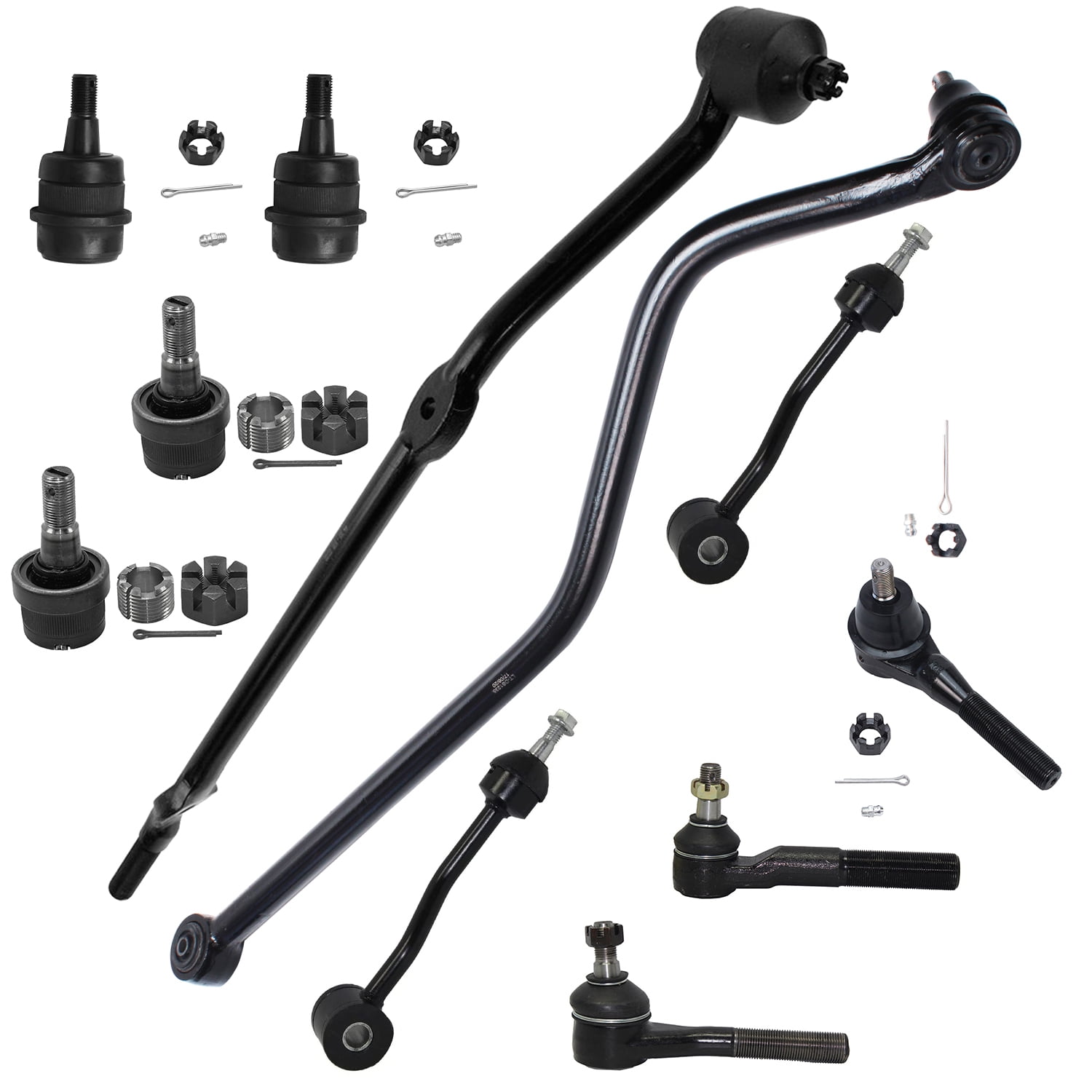 Detroit Axle - Front Track Bar Outer Tie Rods Sway Bars Ball Joints  Replacement for Jeep Wrangler TJ - 11pc Set 