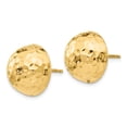 thumbnail image 2 of Real 14kt Yellow Gold Hammered Half Ball Post Earrings; for Adults and Teens; for Women and Men, 2 of 3