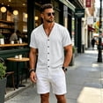 thumbnail image 6 of Sewkxo Men's Linen Shirts Short Sleeve Casual Shirts Button Down Shirt for Men Beach Summer Shirt,White S, 6 of 8