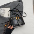 thumbnail image 5 of husxh Retro Leather Bucket Bag for Women Zipper Closure Shoulder Purses (Black), 5 of 9