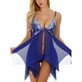 thumbnail image 5 of Women Lace Lingerie Front Closure Babydoll V Neck Nightwear Sexy Chemise Nightie, 5 of 5