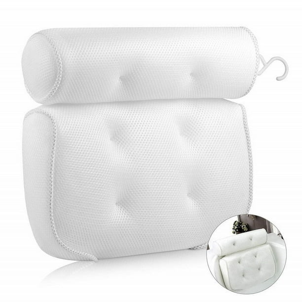 Almohada de baño, almohada para bañera de hidromasaje con tecnología 3D Air Mesh y ventosas, ayuda a sostener la cabeza, la espalda, los hombros y el cuello, se adapta a todas las bañeras, jacuzzis y
