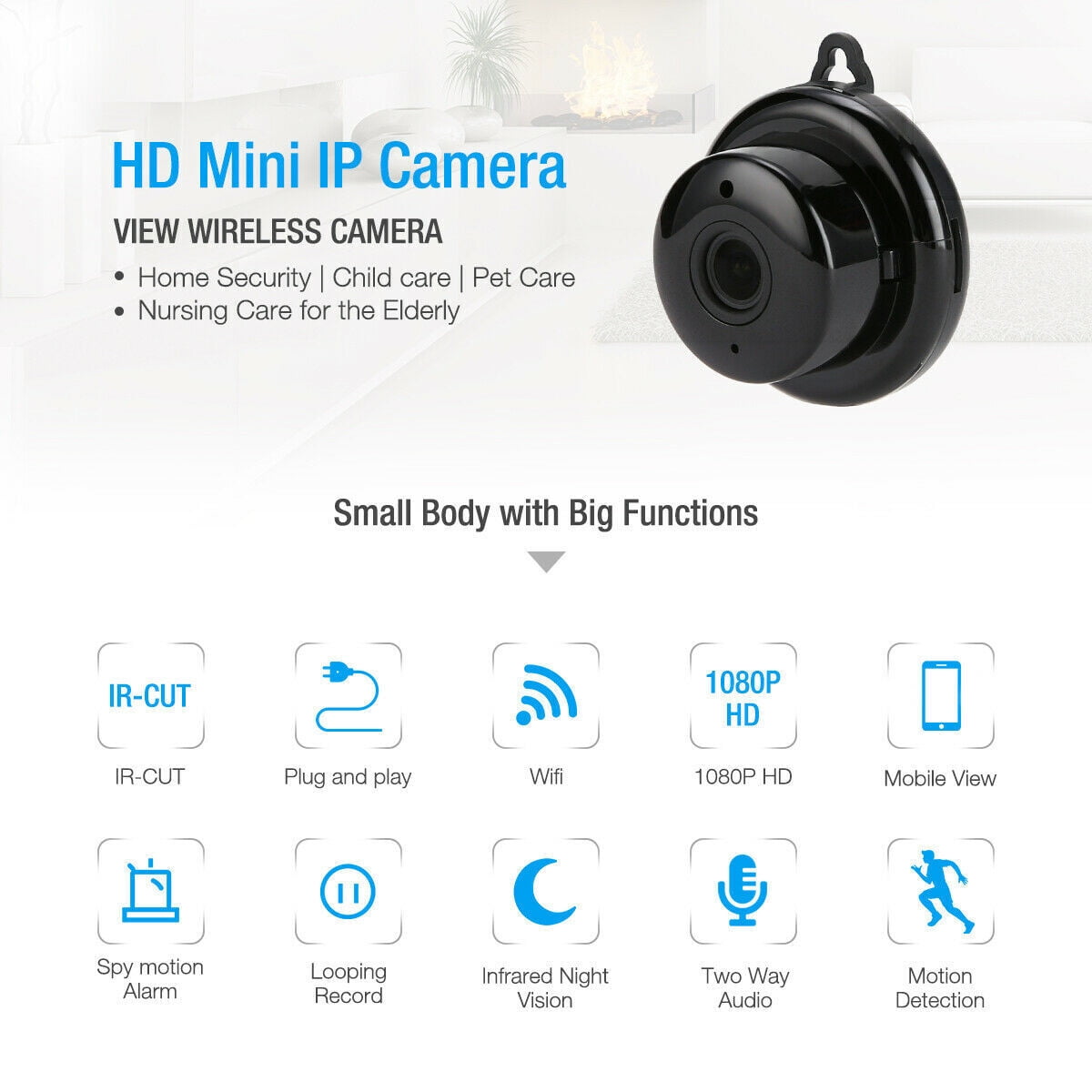 Mini Wireless Baby Monitor WIFI IP Camera HD 1080P Security Camera Night Vision