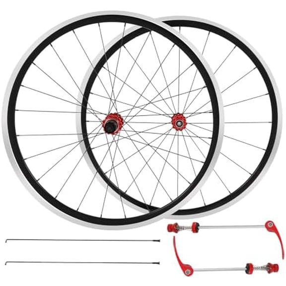 700C Road Bike Front Rear Wheelset, Bicycle Wheel Clincher Rim C/V Brake Ultra-Light Double Wall Aluminium Alloy Bike Wheels