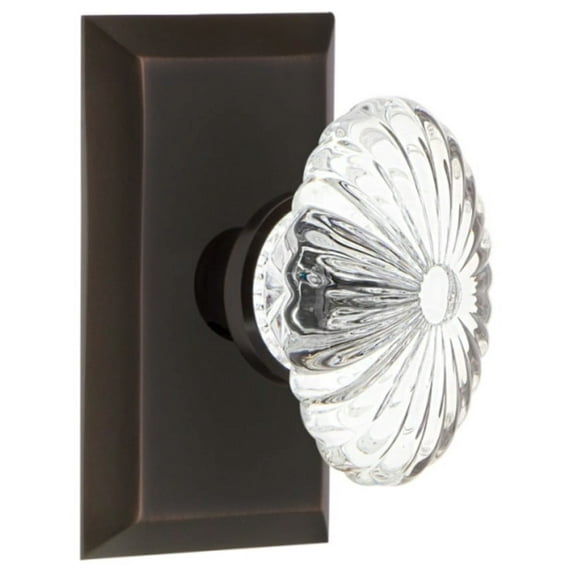 Nostalgic Warehouse Stuofc_Sd_Nk Oval Fluted Crystal Solid Brass Single Dummy Door Knob -