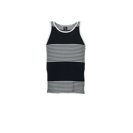 Ron Chereskin Men's Black Horizontal Striped Tank Top