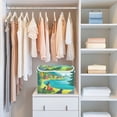 thumbnail image 6 of Foldable Fabric Storage Bin With Handle Collapsible Basket Box Storage With Lid Organizer Blue Water Green Trees, 6 of 7