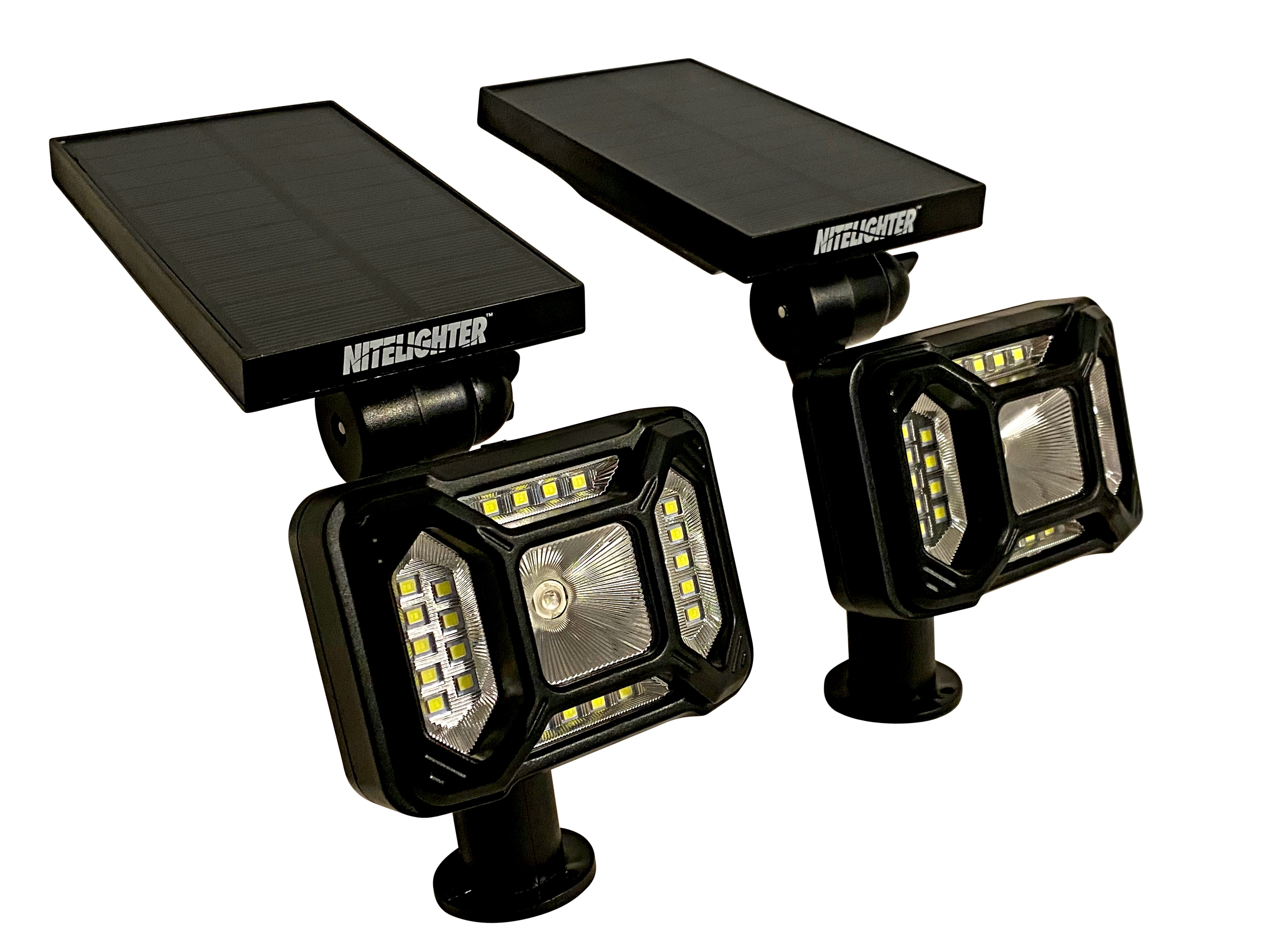 Nitelighter: Dusk to Dawn Solar-Powered, Cool White Landscape or Area Spotlight – 2 Pack
