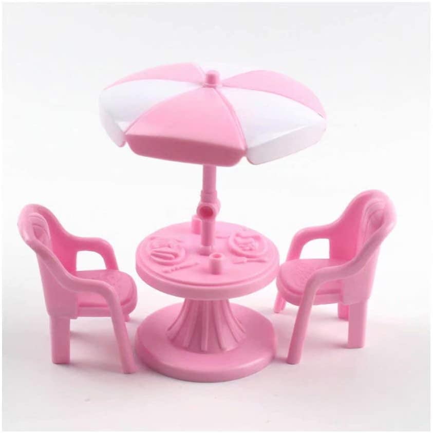 Barbies Dolls Bedroom Pink Plastic Dressing Table and Chair Set Toy