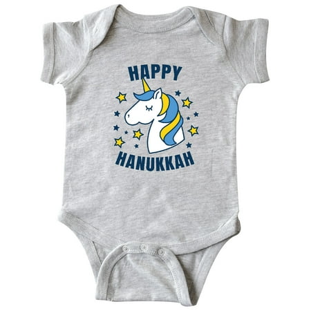 

Inktastic Happy Hanukkah Unicorn in Gold and Yellow with Stars Gift Baby Boy or Baby Girl Bodysuit