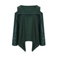 thumbnail image 5 of Scyoekwg Plus Size Tunic Tops for Women Round Neck Sequin Irregular Hem Blouse Top Long Sleeve Tops for Women Trendy Tshirt Loose Solid Color Dressy Casual Blouses (Green,XXXXXL), 5 of 7