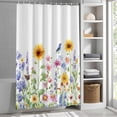thumbnail image 3 of Sunflower Lily Fabric Shower Curtain Blue Bird Washable Shower Curtains for Bathroom, Waterproof Bath Curtain with Hooks Home Decor 36x72in, 3 of 8
