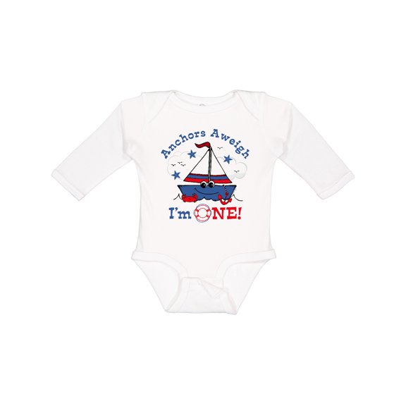 Inktastic Little Sailboat 1st Birthday Boys Long Sleeve Baby Bodysuit