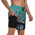 thumbnail image 2 of Kdxio Let'S Go Travel Print Men'S Swim Trunks With Compression Liner 7 Inch Inseam Quick Dry Swim Shorts, 2 of 7