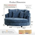 thumbnail image 3 of Tynzuro 59'' Oversized Round Barrel Accent Chair with 5 Pillows,Lounge Chair with Caster Wheels, Knitted Chenille, Blue, 3 of 12