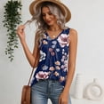 thumbnail image 5 of Women's Tank Tops V Neck Sleeveless Botanical Floral Print Loose Fit Casual Basic Summer Blouse Multicolor S, 5 of 5