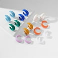 thumbnail image 4 of Zhuge Women's Retro Candy Color Acrylic Earrings, Geometric Square Hollow C-Shape Big Hoop Resin Stud Fashion Jewelry, D24, 4 of 5