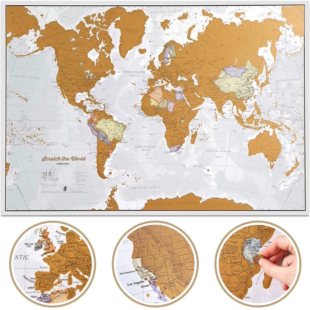 Scratch The World Travel Map - Scratch Off World Map Poster - X-Large 33 x 23 - YOYO- 50 Years of Map Making - Cartographic Detail Featuring Country & State Borders