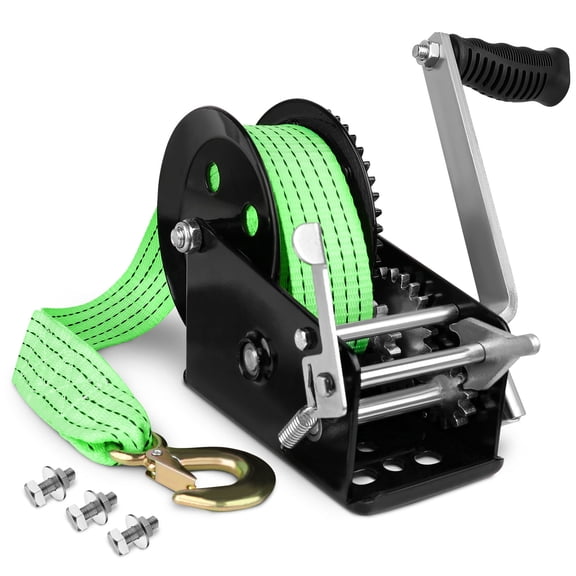 3500lbs Hand Winch Boat Trailer ,with 33ft Strap,with Quick Installation Handle, Ratchet 4:1/8:1 Gear, Trailer Winch with Heavy Duty Hook,Crank Winch for Boat, Trailer, RV, ATV