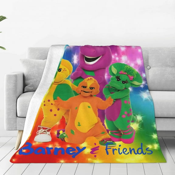 Barney And Friends Kids Adults Ultra-Soft Micro Fleece Blanket Throw All Season Fuzzy Lightweight Throw Blankets For Office Company Home Couch Bed Sofa 40"X30"