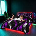 thumbnail image 4 of Manfei Gradient Stripes Bedding, Shiny Abstract Lines Duvet Cover Full, Purple, Black and Silver, Black Reversible 3 Pieces, 1 Duvet Cover and 2 Pillowcases, 4 of 7