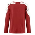 thumbnail image 5 of Loopsun Womens Tops, Womens Long Sleeve T Shirts, Women's Summer Casual Long Sleeve Blouse Round Neck Solid Lace Tops T-Shirt Red A, 5 of 5