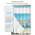 thumbnail image 2 of No Hook Cloth Fabric Shower Curtain with Snap in Liner, Beach Slippers Waterproof Shower Curtains Set with See Through Top Window, Blue Summer Ocean Coastal Shell Bath Curtains Shower 72"x84", 2 of 6