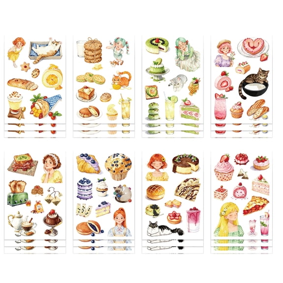 Zeiwohndc Kids Safe PVC Food Stickers 24Pcs DIY Puzzle Decals For Crafts Scrapbooking