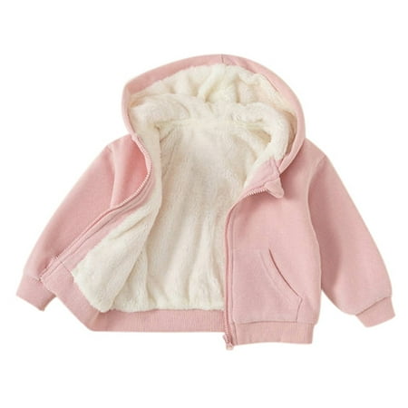 

Toddler Boy Girl Outerwear Coat Lined Solid Color Hooded Coats Comfy Loose Windproof Overcoat Jackets with Pockets Pink 2-3 Years