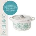 thumbnail image 6 of The Pioneer Woman Agatha Enameled Cast Iron 5-Quart Dutch Oven, Green Floral, 6 of 20