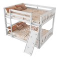 thumbnail image 2 of Noble House Twin Over Twin Bunk Bed, Pine Wood Frame with Climbing Ramp, Dual Ladders & Playhouse Design, White, 2 of 12